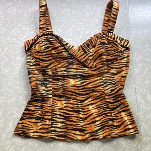 Pinup Couture Deadly Dames Tiger Vamp Top XL 🐅